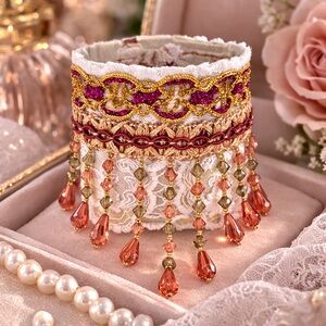 OOAK Moroccan Gypsy Style Handmade Bracelet Elegant Artisan Beaded SIGNED 6-7.5